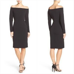 Eliza J. Black Scuba off Shoulder Sheath Dress Sz4